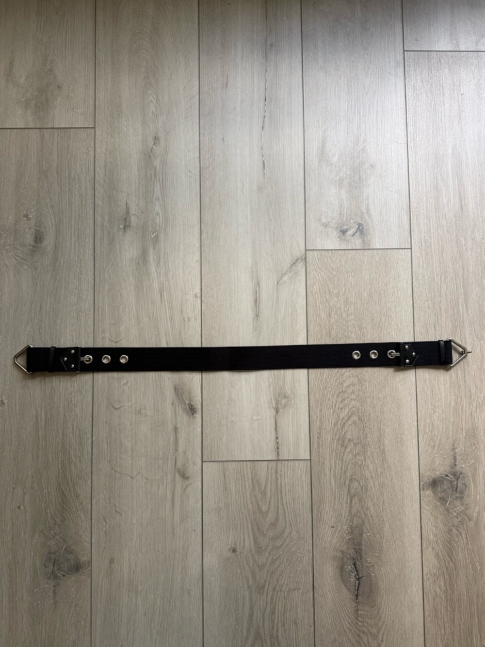 Yves Saint Laurent Auth Black Webbing Belt with Silver Hardware. Fits XS to M